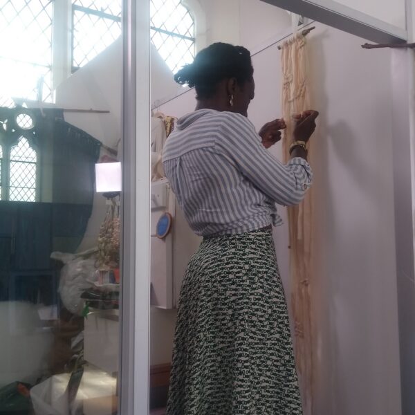 Amma Gyan Artist at work at Amanartis at the Chapel Watford 1