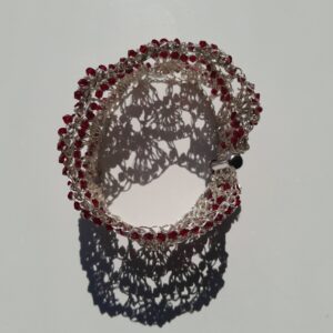 Oyster Shell Sterling Silver Crochet Bracelet by Elizabeth Stewart Designs