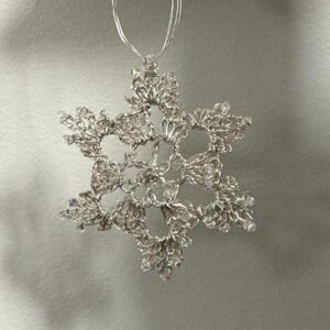 Silver plated Crochet Snow flake decoration with Swarovski Crystal by Elizabeth Stewart Designs