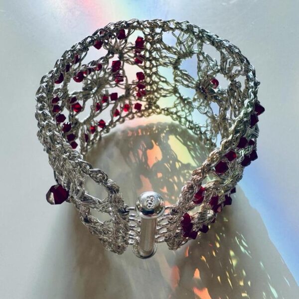 Granny Square bracelet ruby by Elizabeth Stewart Designs 1