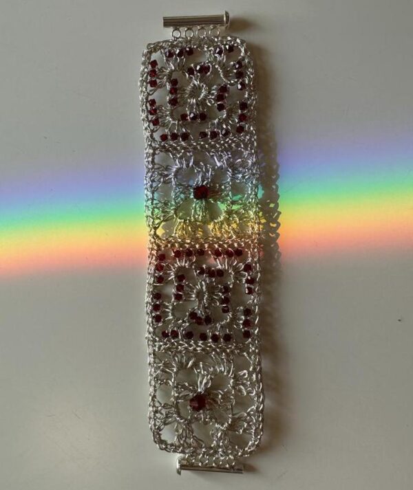 Granny Square bracelet ruby by Elizabeth Stewart Designs 2