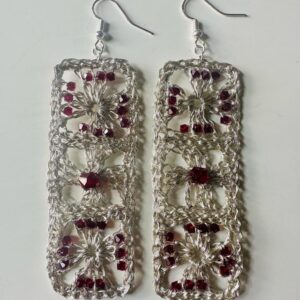 Sterling Silver Granny square earrings by Elizabeth Stewart Designs