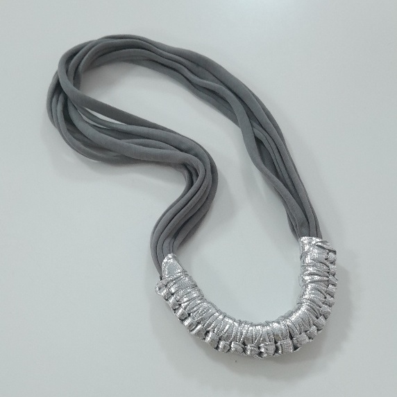 Silver and Grey jersey necklace