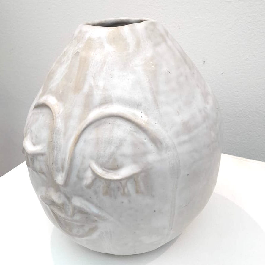 Large white face vase by Kitty Leanard at Amanartis by Amma Gyan 2