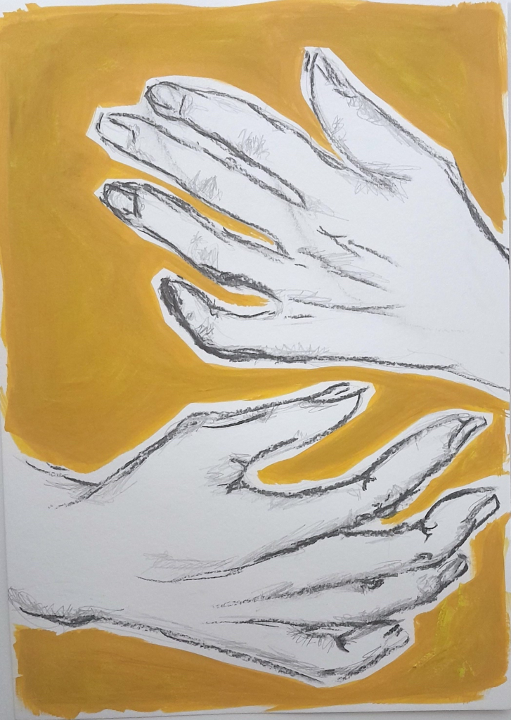 original-charcoal-gouache-original-art-two-hands-amma-gyan