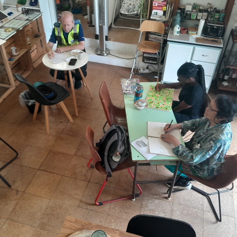 Gather at the chapel, draw with Amma Gyan Founder of Amanartis and the house of amma