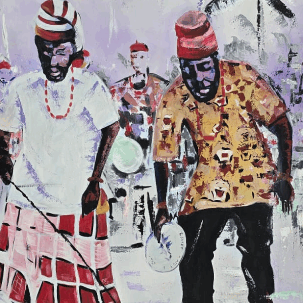 Two Nigerian men dancing from Andy for sale on Amanartis online Art Shop 1 copy