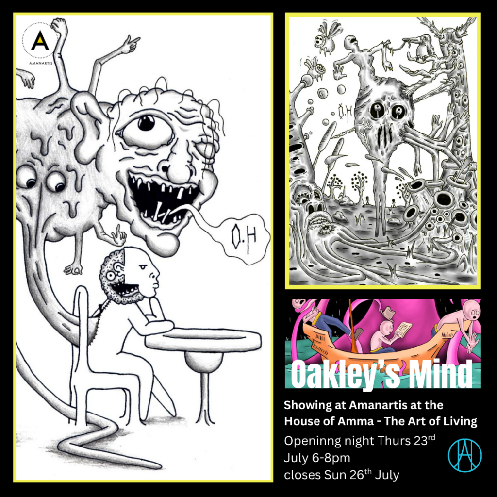 Oakleys mind exhibtion poster at Amanartis at the House of Amma - The Art of Living