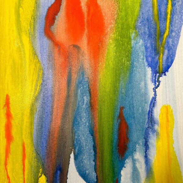 Abstract water colour paitning by Glenda Wood from Wood from the Trees Exhibition.