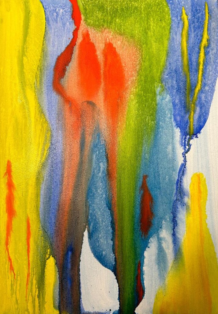 Abstract water colour paitning by Glenda Wood from Wood from the Trees Exhibition.
